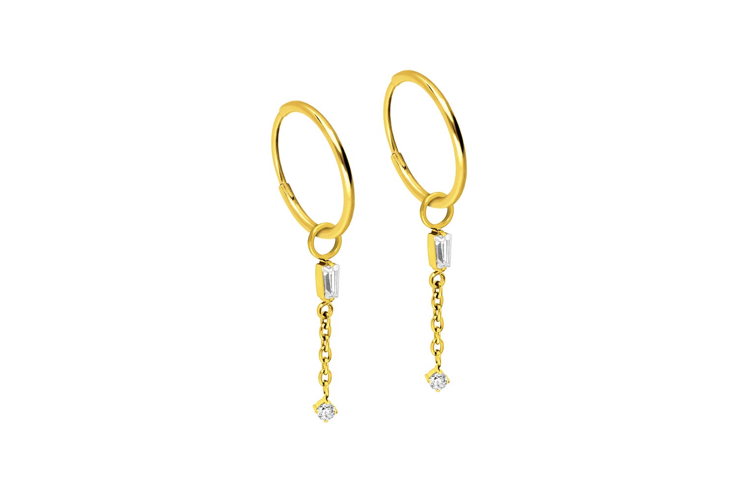 Titan Ohrclicker Creolen 2 KRISTALLE + KETTE von Piercingline